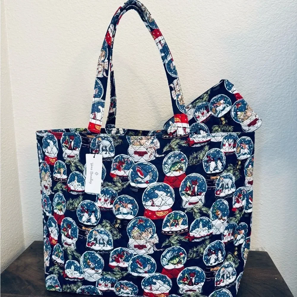 New Vera Bradley Snow Globe Large Overnight Travel Christmas Holiday Tote Bag